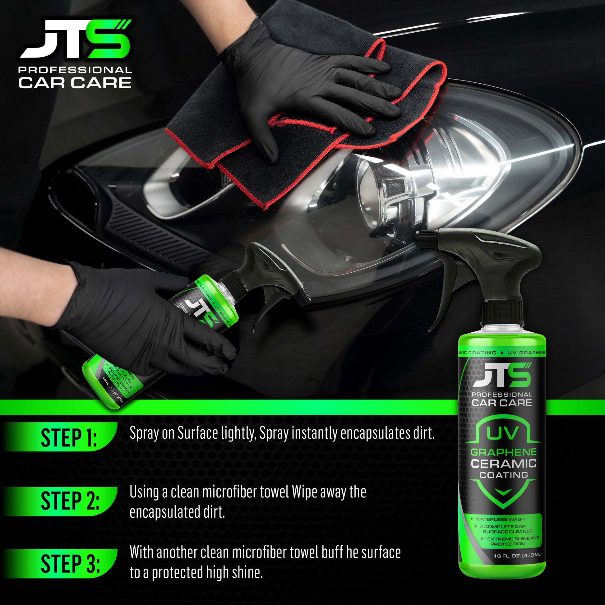 JT's UV True Graphene Ceramic Spray Coating, Waterless Wash, Shine & P –  JT's Professional Car Care